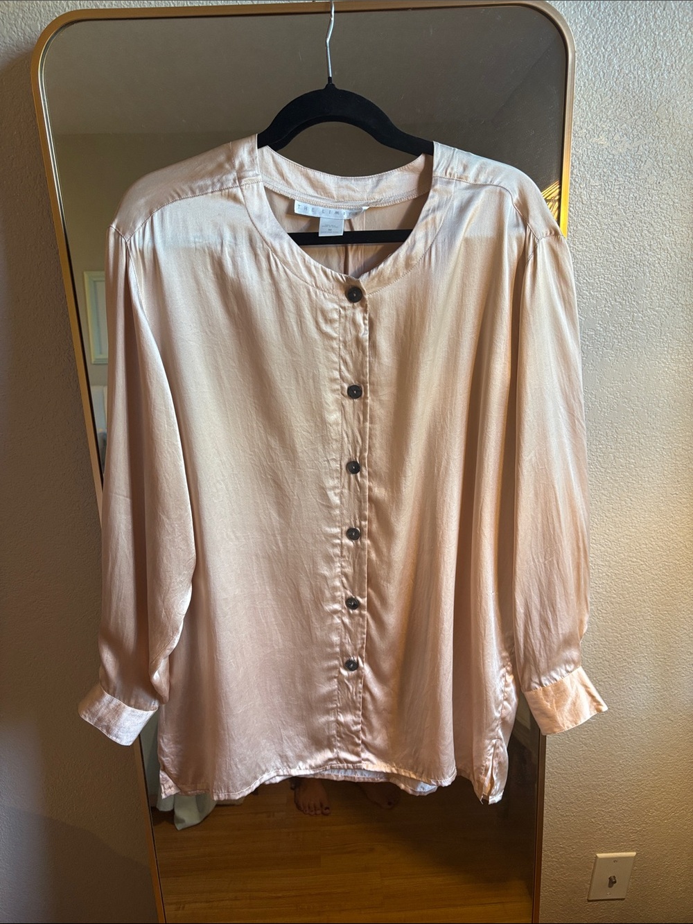 Y2K 100% Silk Blush Button-Front Women’s Blouse